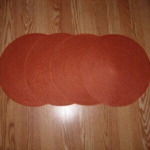 4 Woven Pumpkin Orange Round Placemats